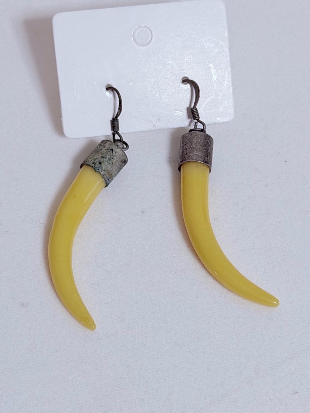 antique vintage Egg Yolk Celluloid Lucite Talon Claw Tooth Shape Earrings